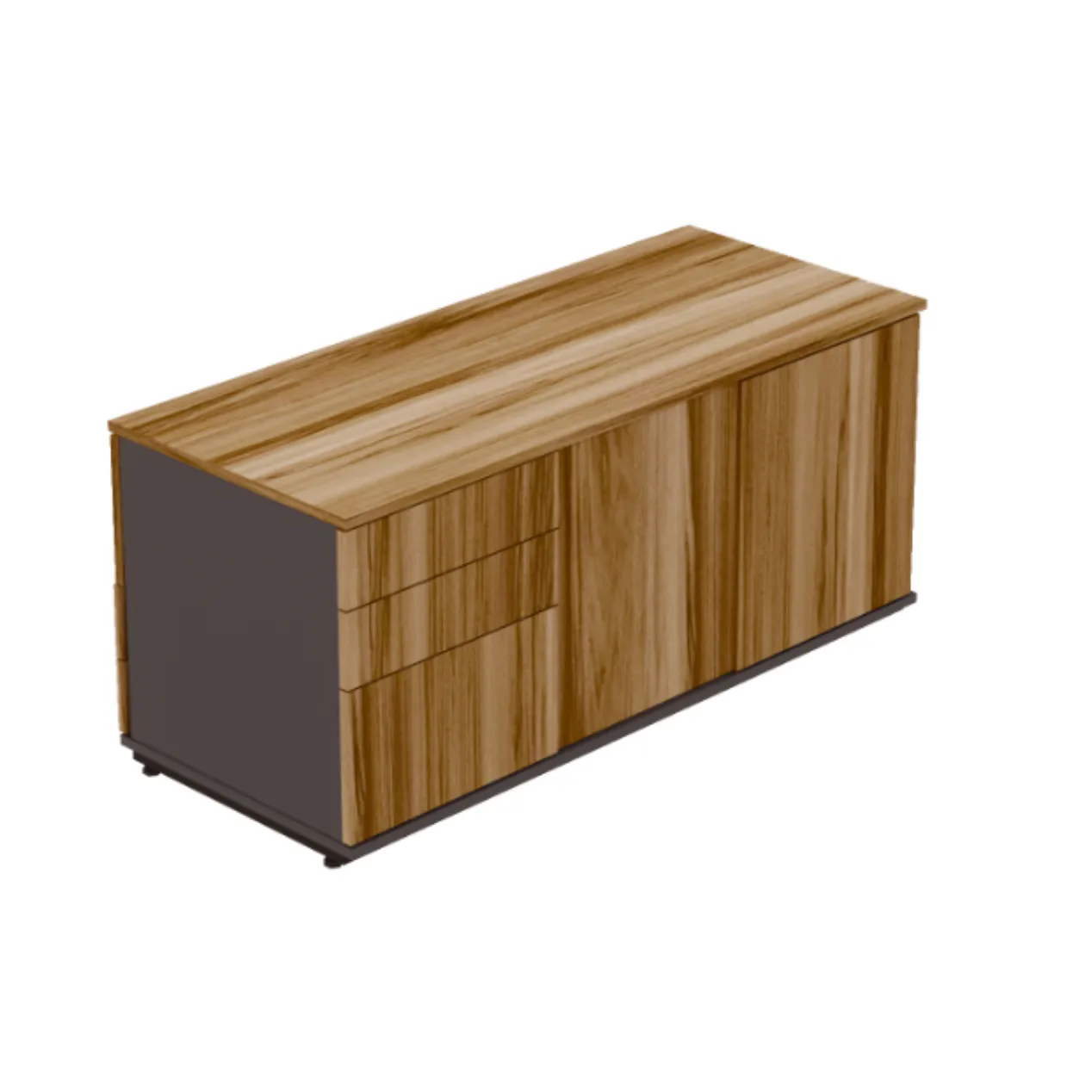 Armário para plataforma de trabalho com portas de correr duplas e 4 gavetas invertidas para duas pessoas Level	